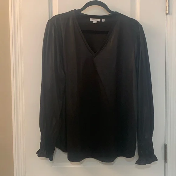 EUC XXL Chico’s Black blouse (leather look) - Picture 4 of 7
